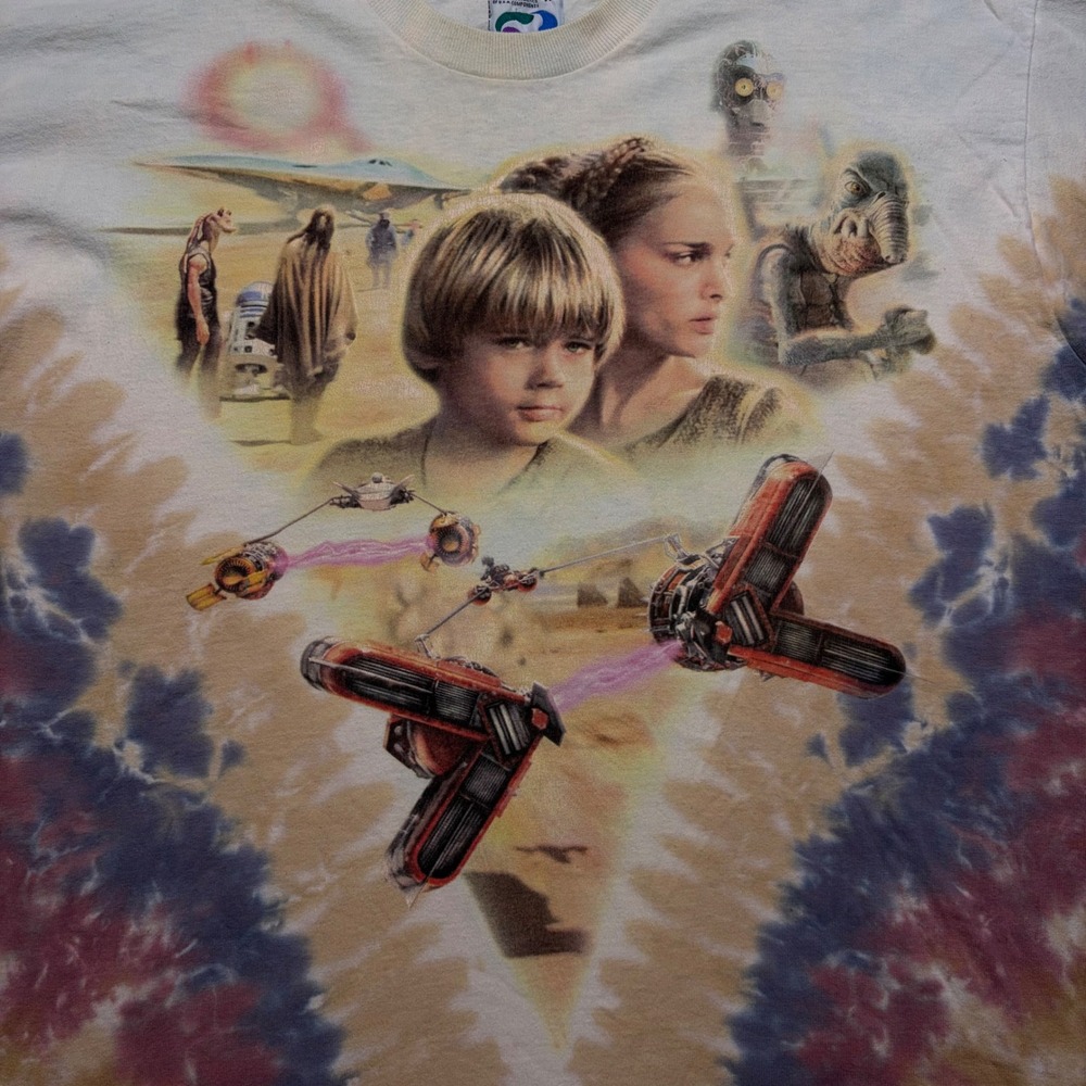 Liquid Blue T-Shirt Mens XL Multi Star Wars Episode I Phantom Menace Tie Dye AOP - Picture 11 of 14